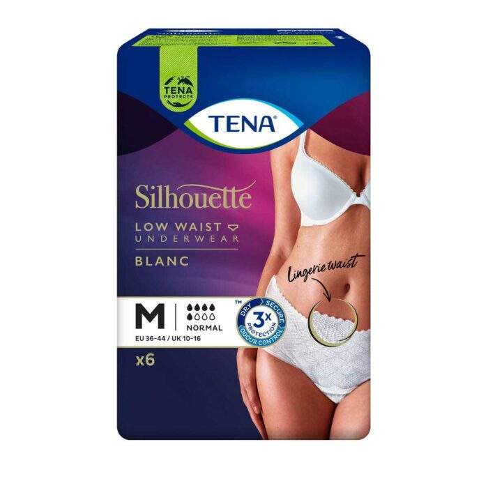 TENA Silhouette Normal Low Waist Blanc M dámské natahovací inkontinenční kalhotky 1x6 ks