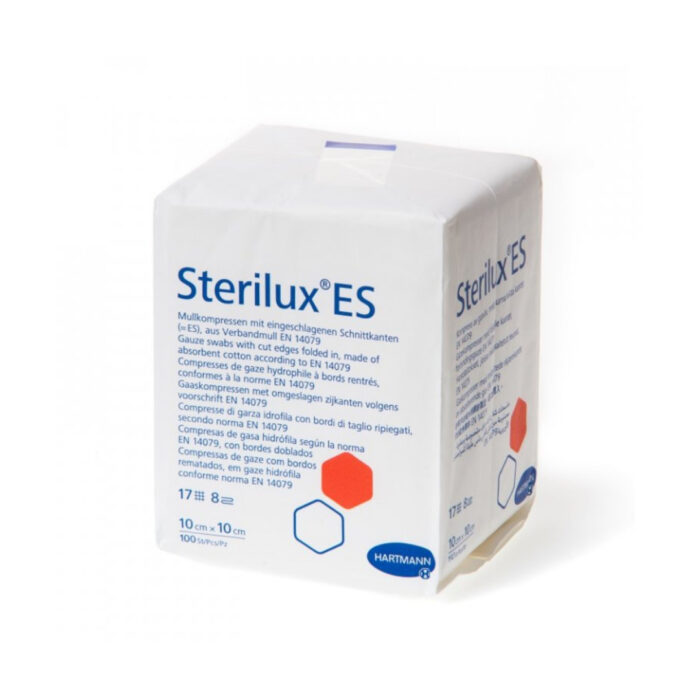 STERILUX ES kompres sterilní se založenými okraji, 17 vláken, 8 vrstev, 10cm x 10cm, 25x2 (50 ks)