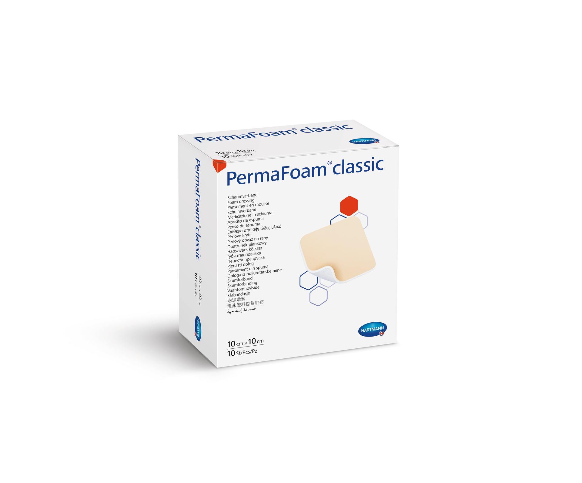 obchod s absorpčními obvazy Permafoam Classic 10 cm x 10 cm absorpční obvaz bez samolepícího okraje