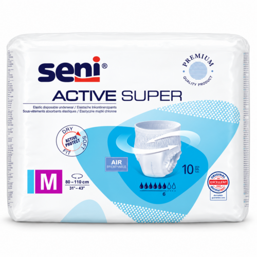 Seni Active Super M – inkontinenční natahovací kalhotky, 6 kapek, 10 ks