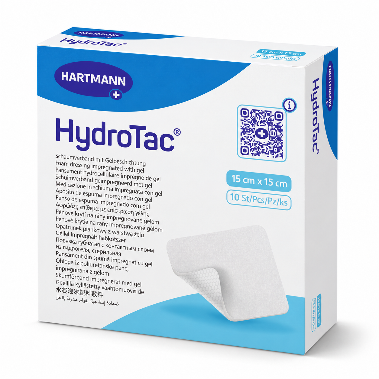 HydroTac HARTMANN – pěnové krytí na rány s hydrogelem, 15 × 15 cm, 10 ks