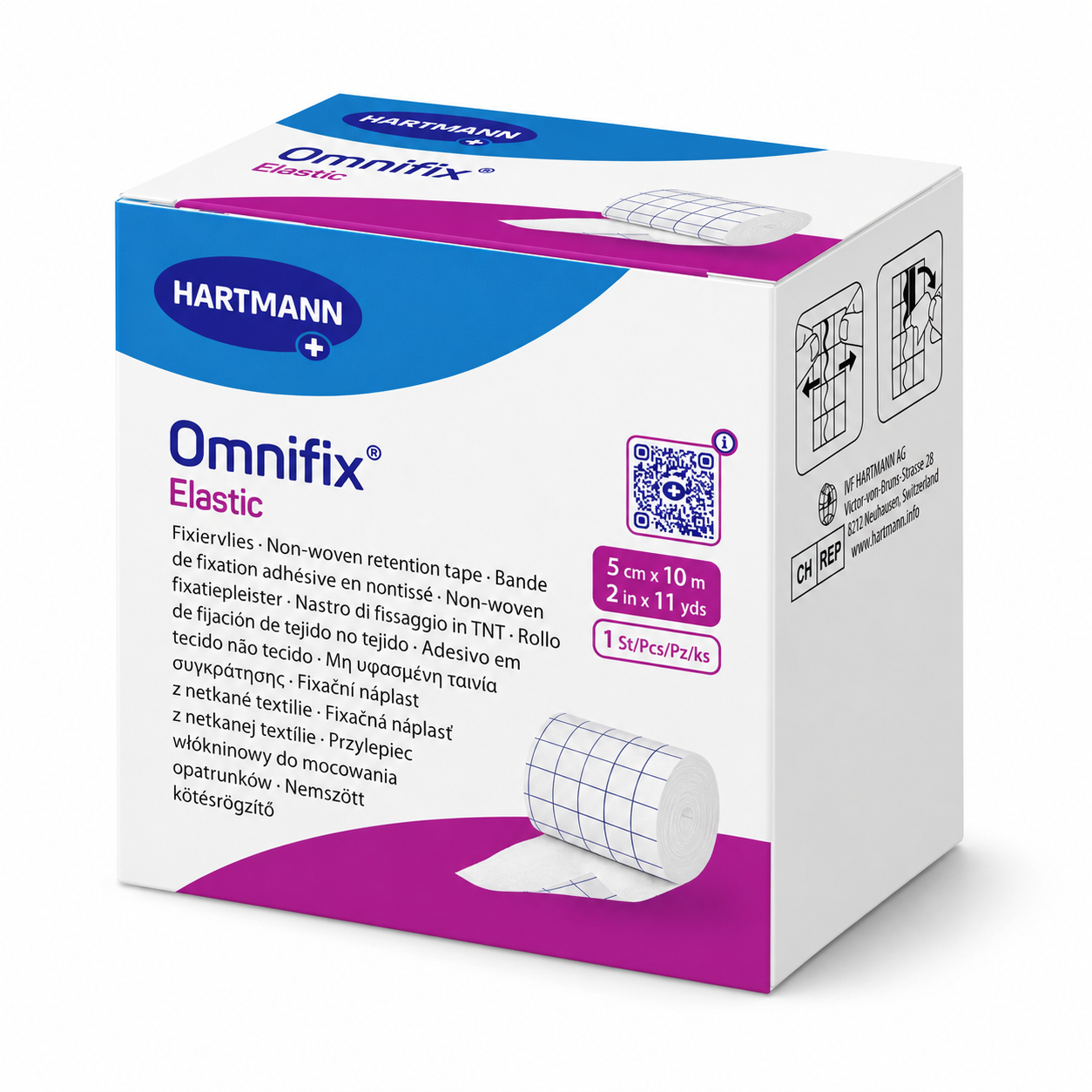 Omnifix Elastic HARTMANN – elastická fixační náplast z netkané textilie, 5 cm × 10 m, 1 ks