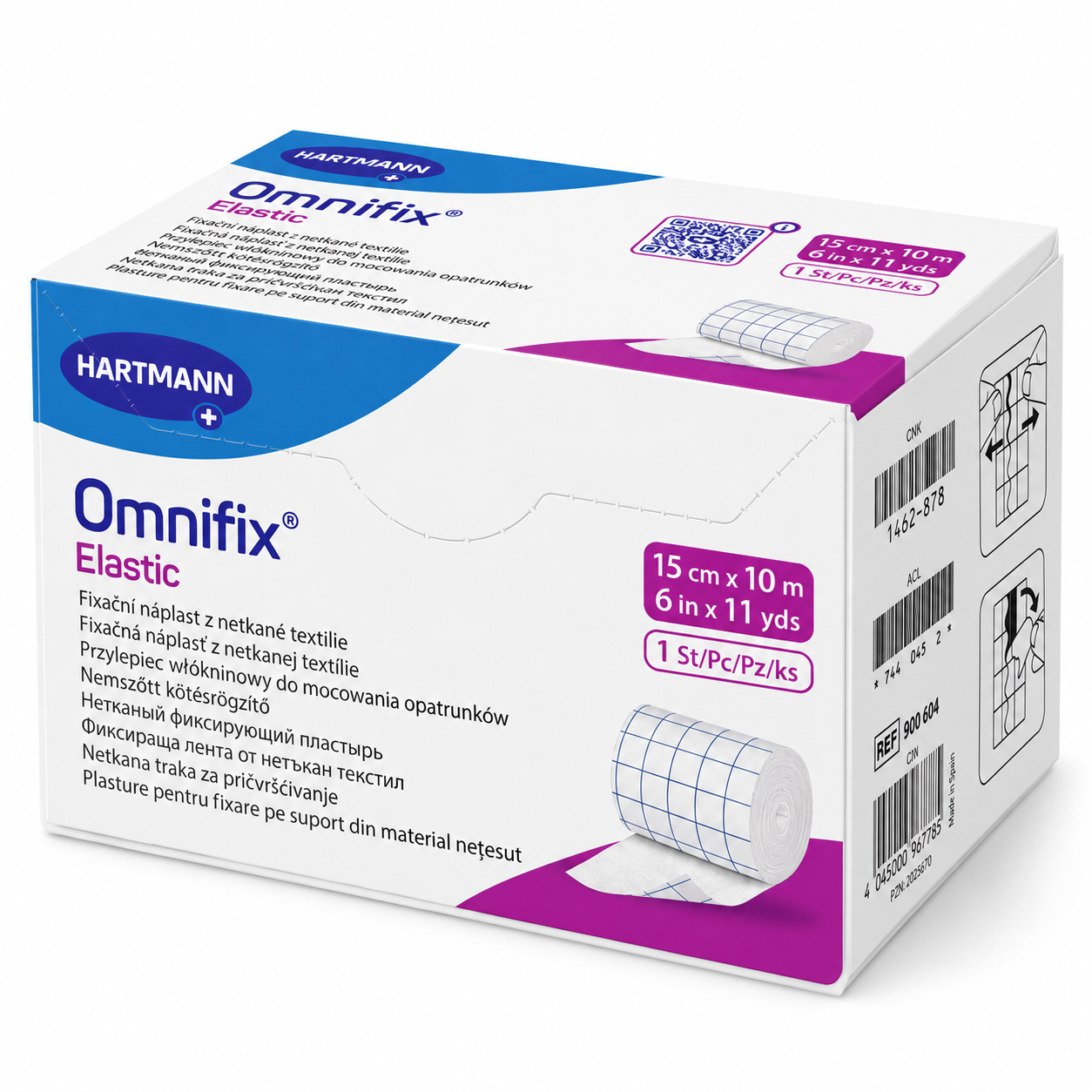Omnifix Elastic HARTMANN – elastická fixační náplast z netkané textilie, 15 cm × 10 m, 1 ks