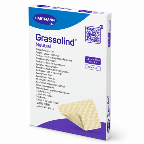 Grassolind neutral HARTMANN – sterilní mastný tyl na rány, 7,5 × 10 cm, 10 ks