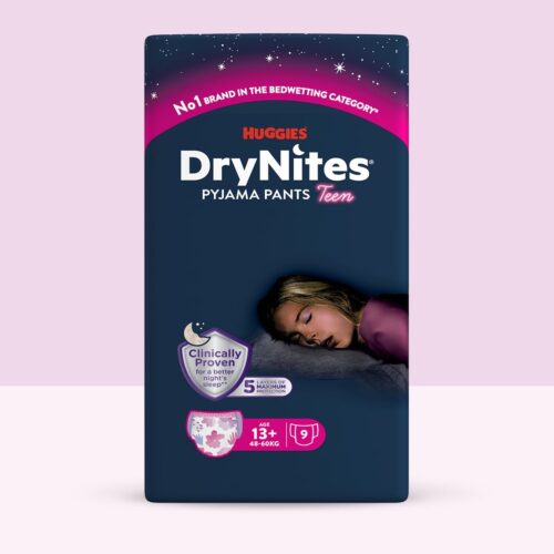 Huggies DryNites pro dívky – natahovací kalhotky na noc, 13+ let, 48-60 kg, 10 ks