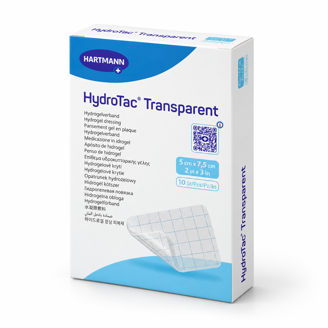 HydroTac Transparent HARTMANN – průhledné hydrogelové krytí na rány, 5 × 7,5 cm, 10 ks