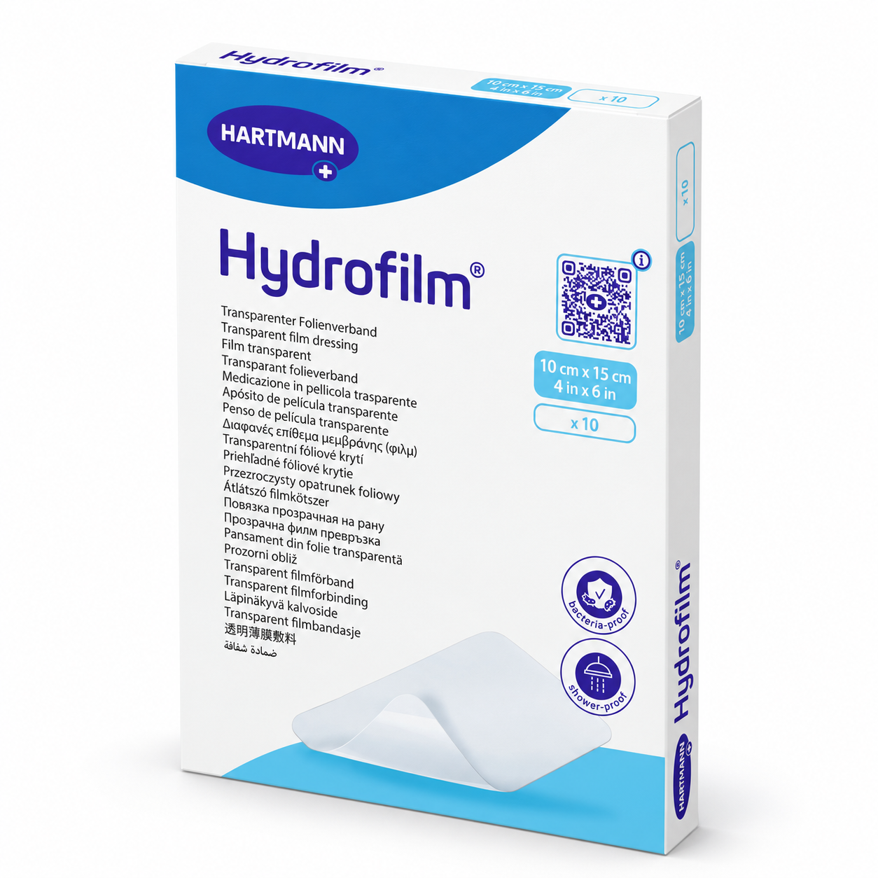 Hydrofilm HARTMANN – sterilní samolepicí transparentní krytí na rány, 10 × 15 cm, 10 ks