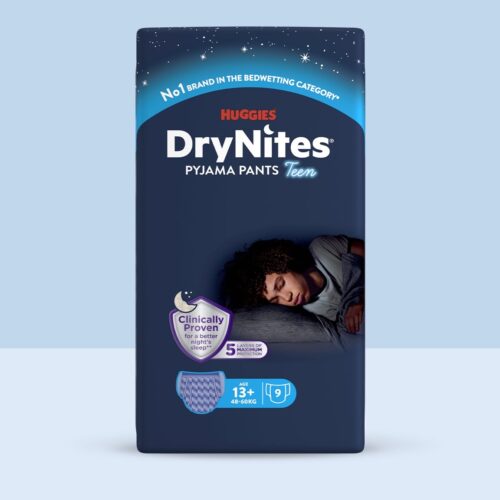 Huggies DryNites pro chlapce – natahovací kalhotky na noc, 13+ let, 48-60 kg, 10 ks