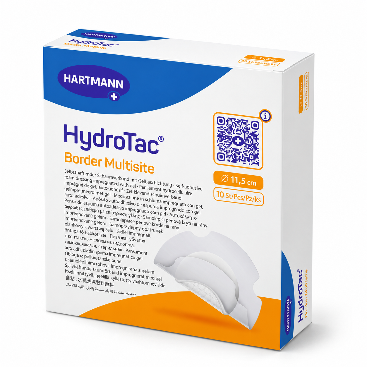 HydroTac Border Multisite HARTMANN – pěnové krytí na rány s hydrogelem a lepicím okrajem, Ø 11,5 cm, 10 ks